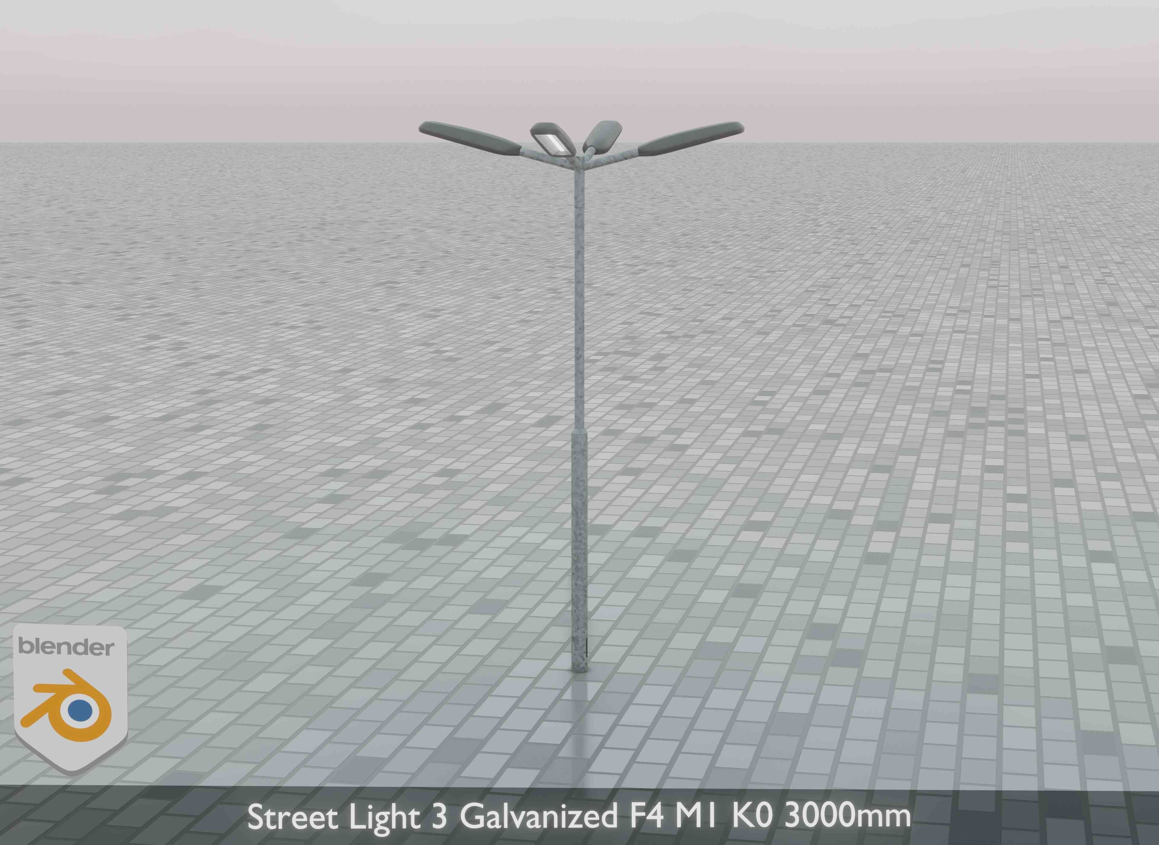 Street Light 3 Galvanized F4 M1 K0 3000 mm Low-poly 3D model_33