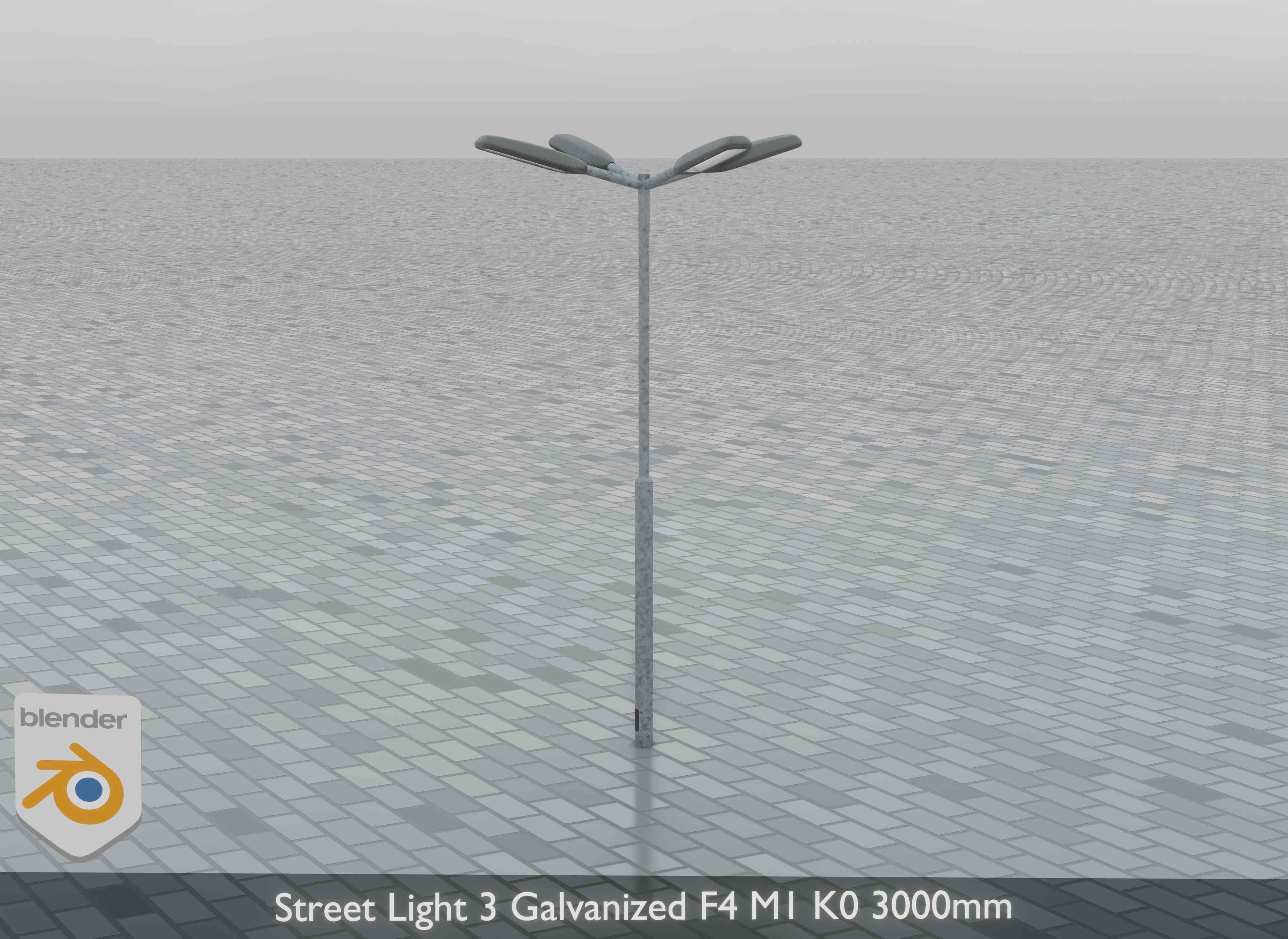 Street Light 3 Galvanized F4 M1 K0 3000 mm Low-poly 3D model_4