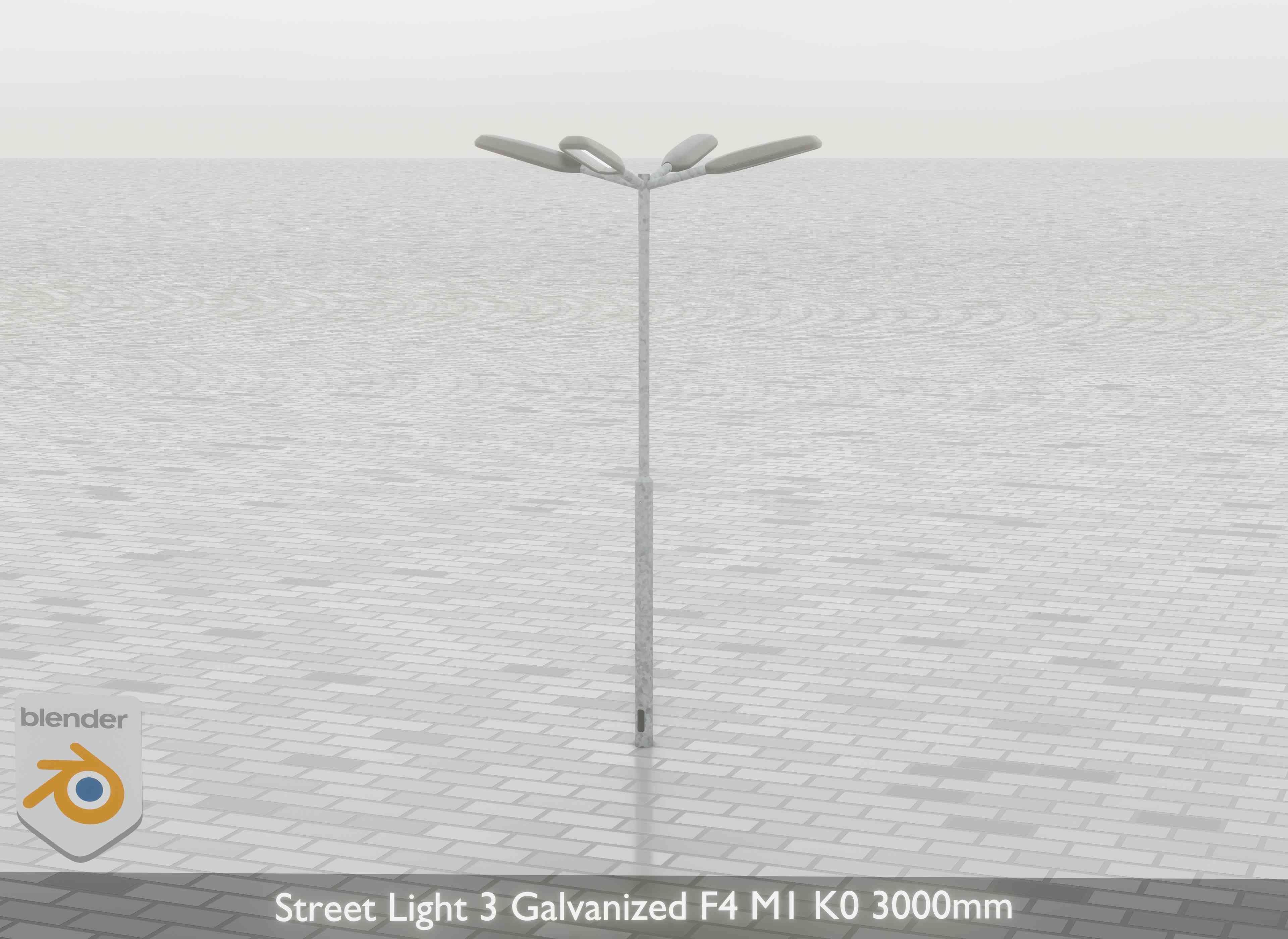 Street Light 3 Galvanized F4 M1 K0 3000 mm Low-poly 3D model_29