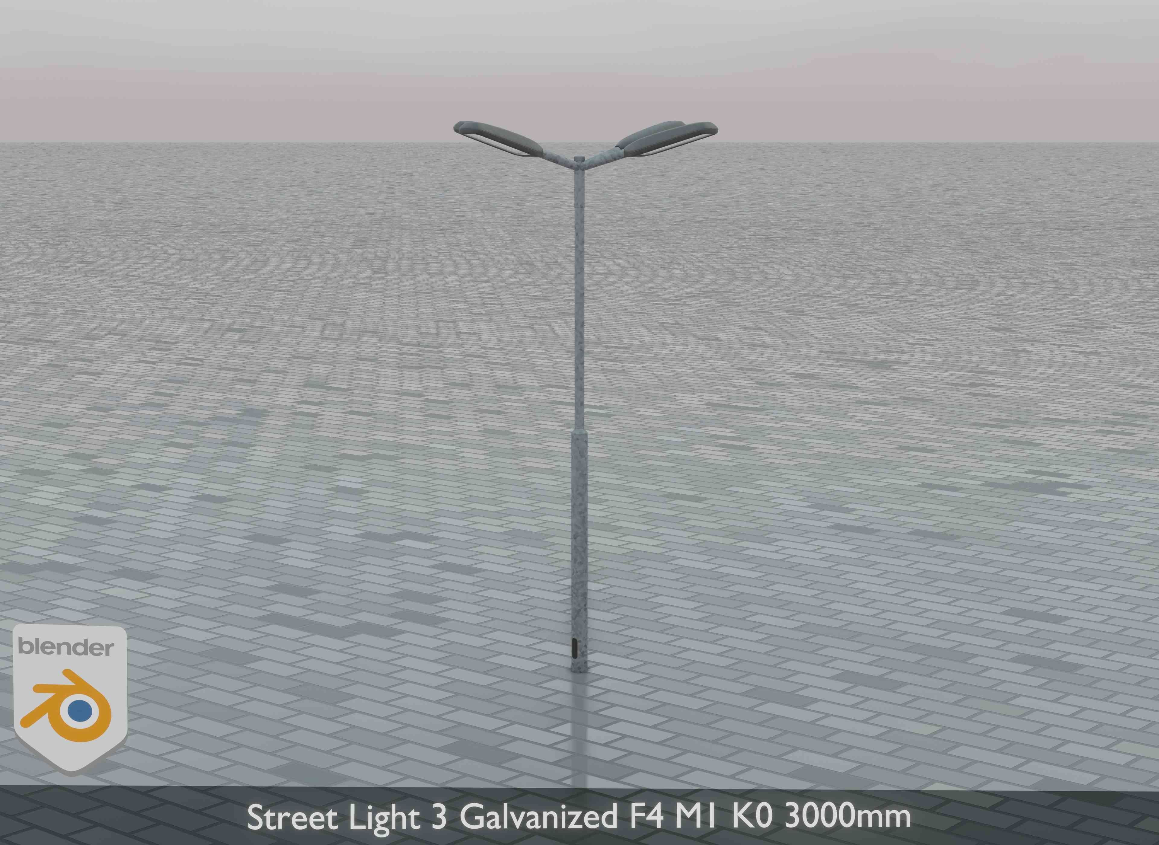 Street Light 3 Galvanized F4 M1 K0 3000 mm Low-poly 3D model_3