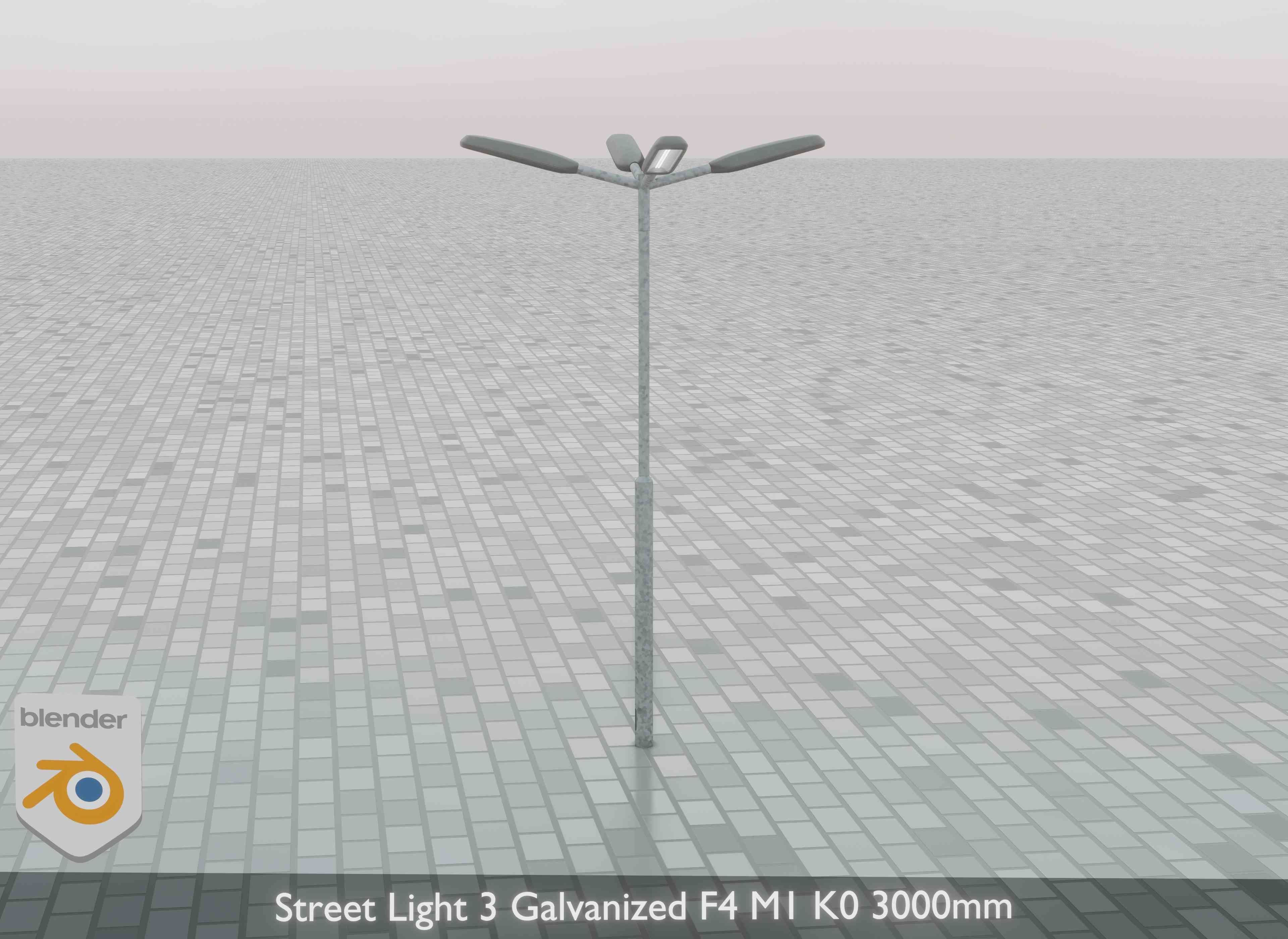 Street Light 3 Galvanized F4 M1 K0 3000 mm Low-poly 3D model_32