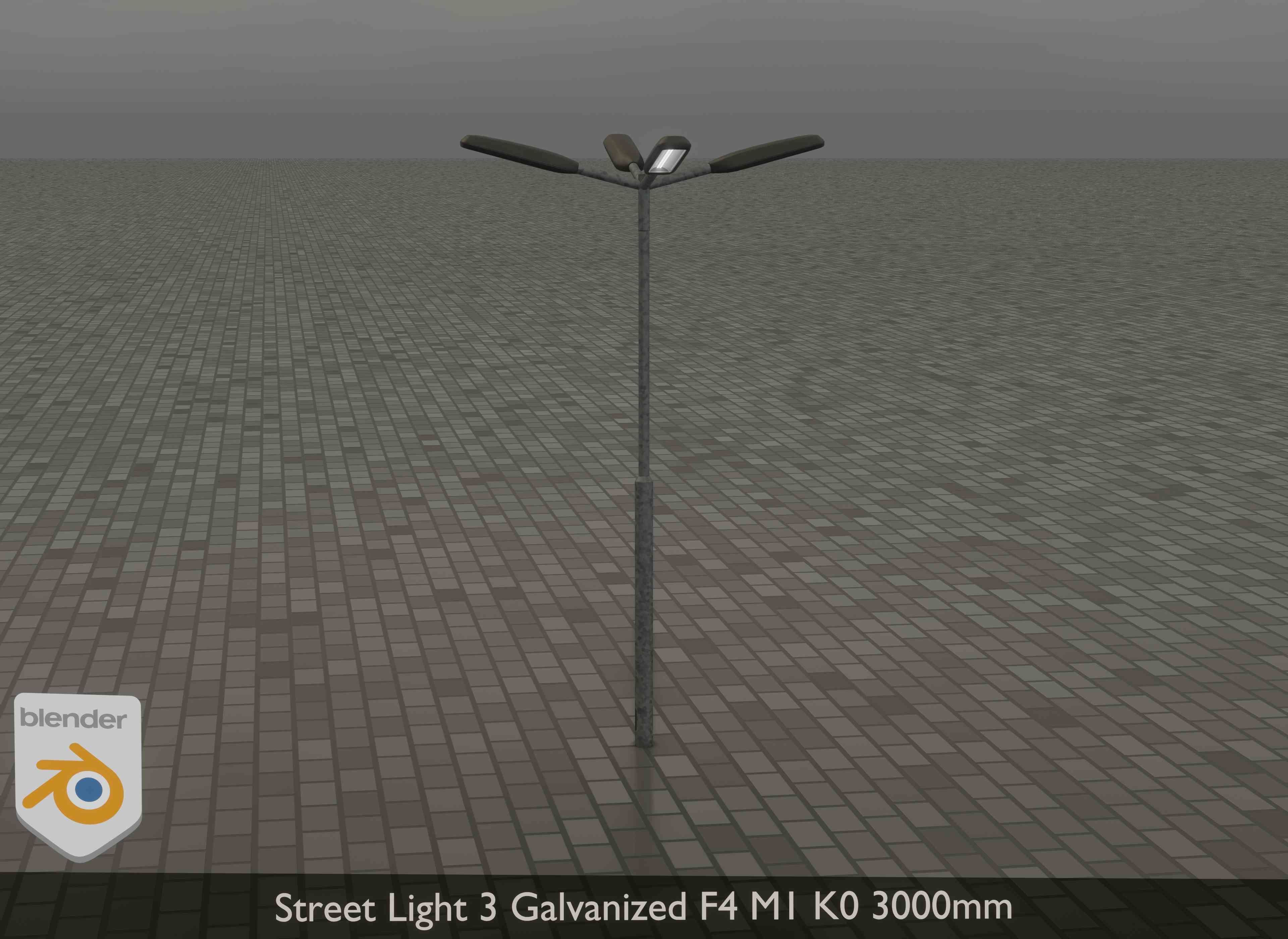 Street Light 3 Galvanized F4 M1 K0 3000 mm Low-poly 3D model_14