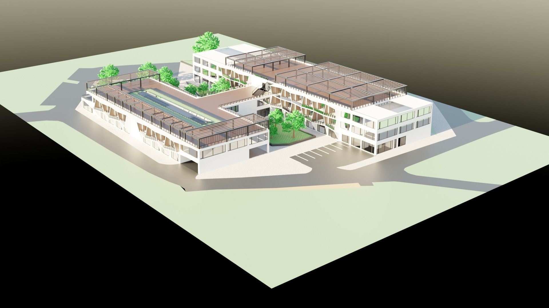 Dormitory Building 3D model_1