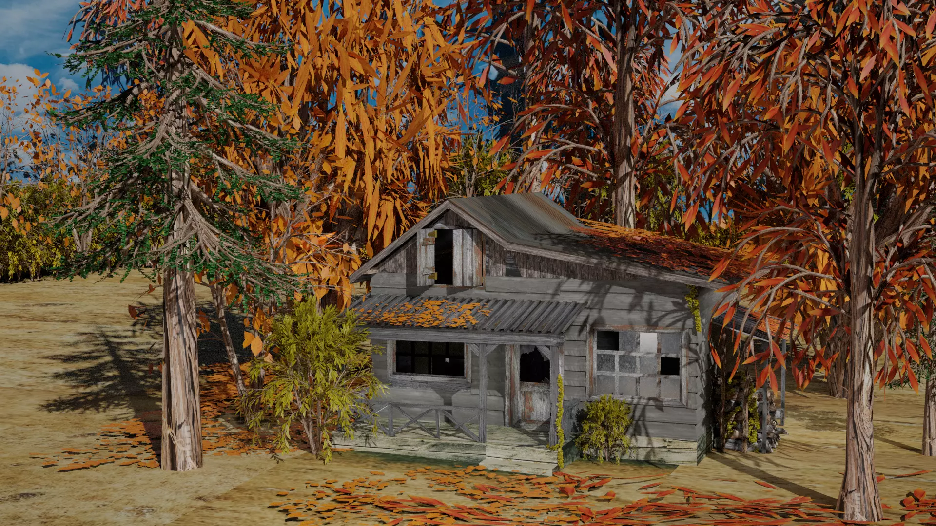 Old house exterior 3D model_0
