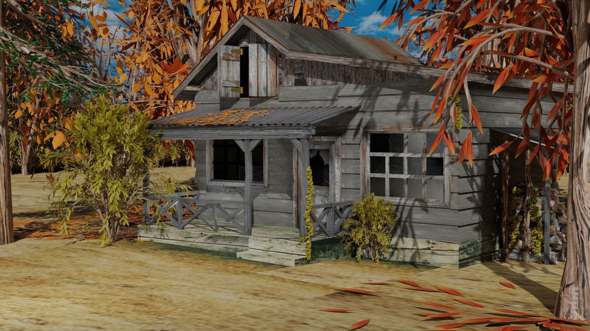 Old house exterior 3D model_1