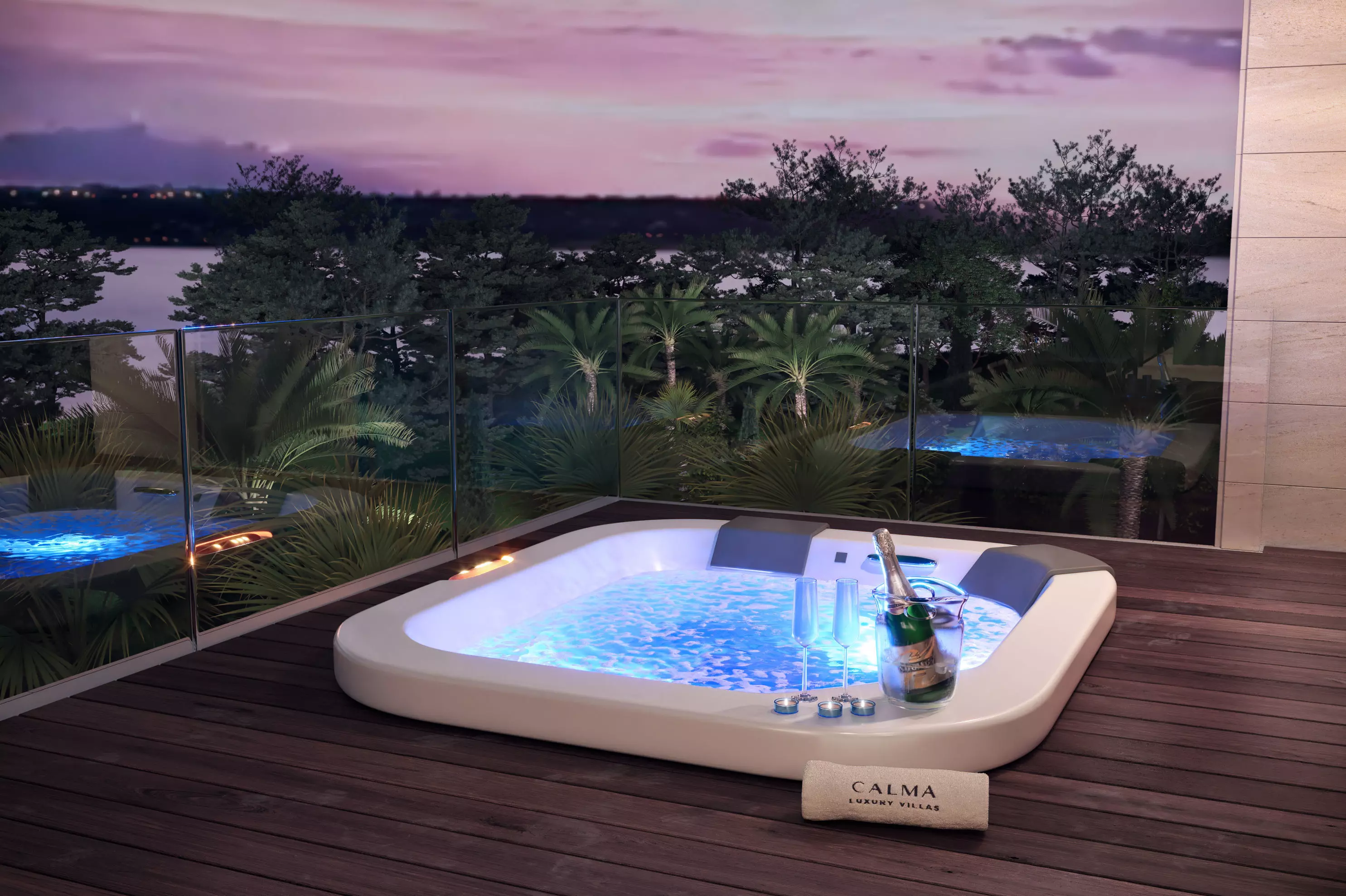 Jacuzzi bottle of champagne in ice bucket 3D model_0