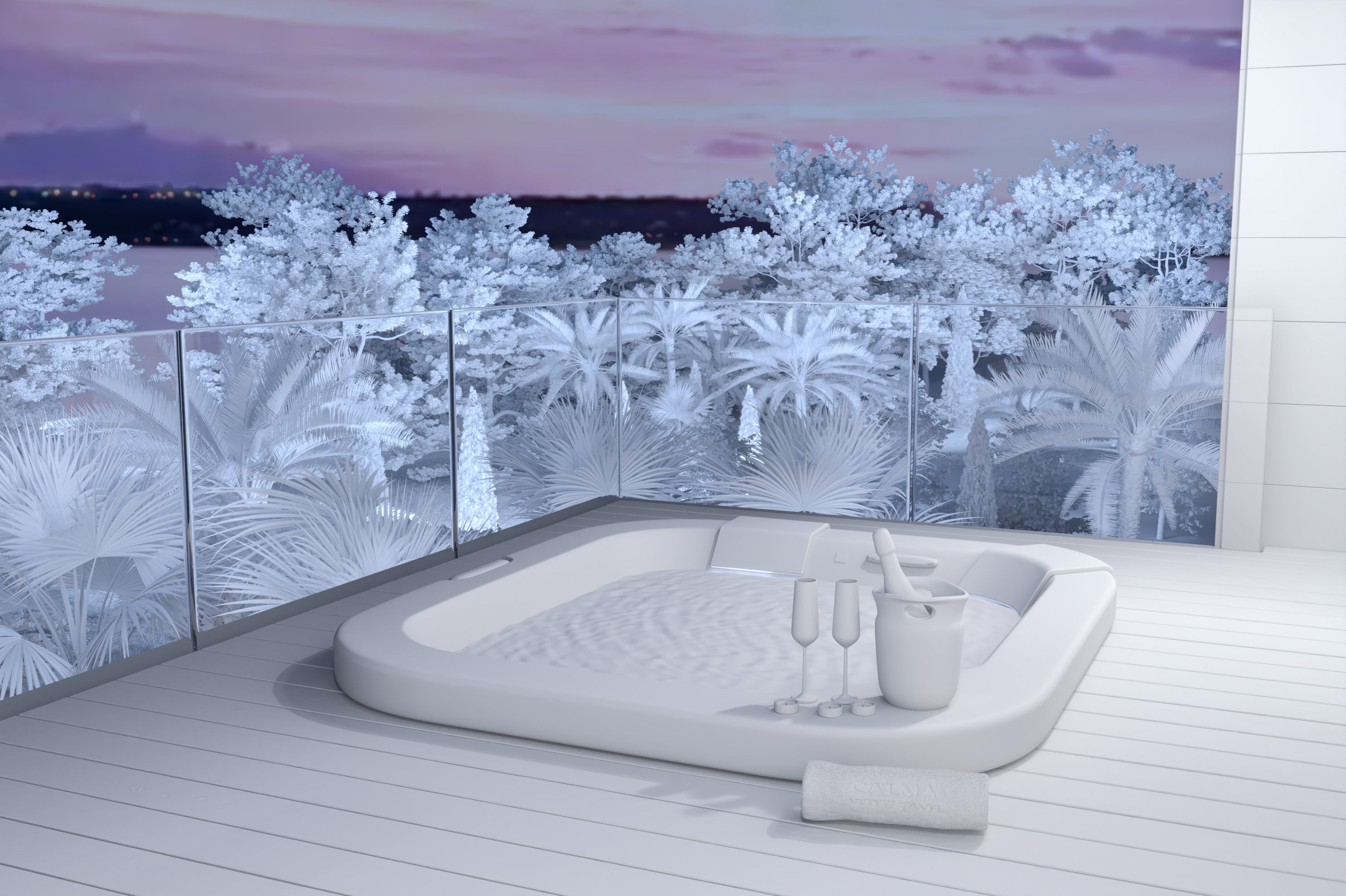 Jacuzzi bottle of champagne in ice bucket 3D model_1