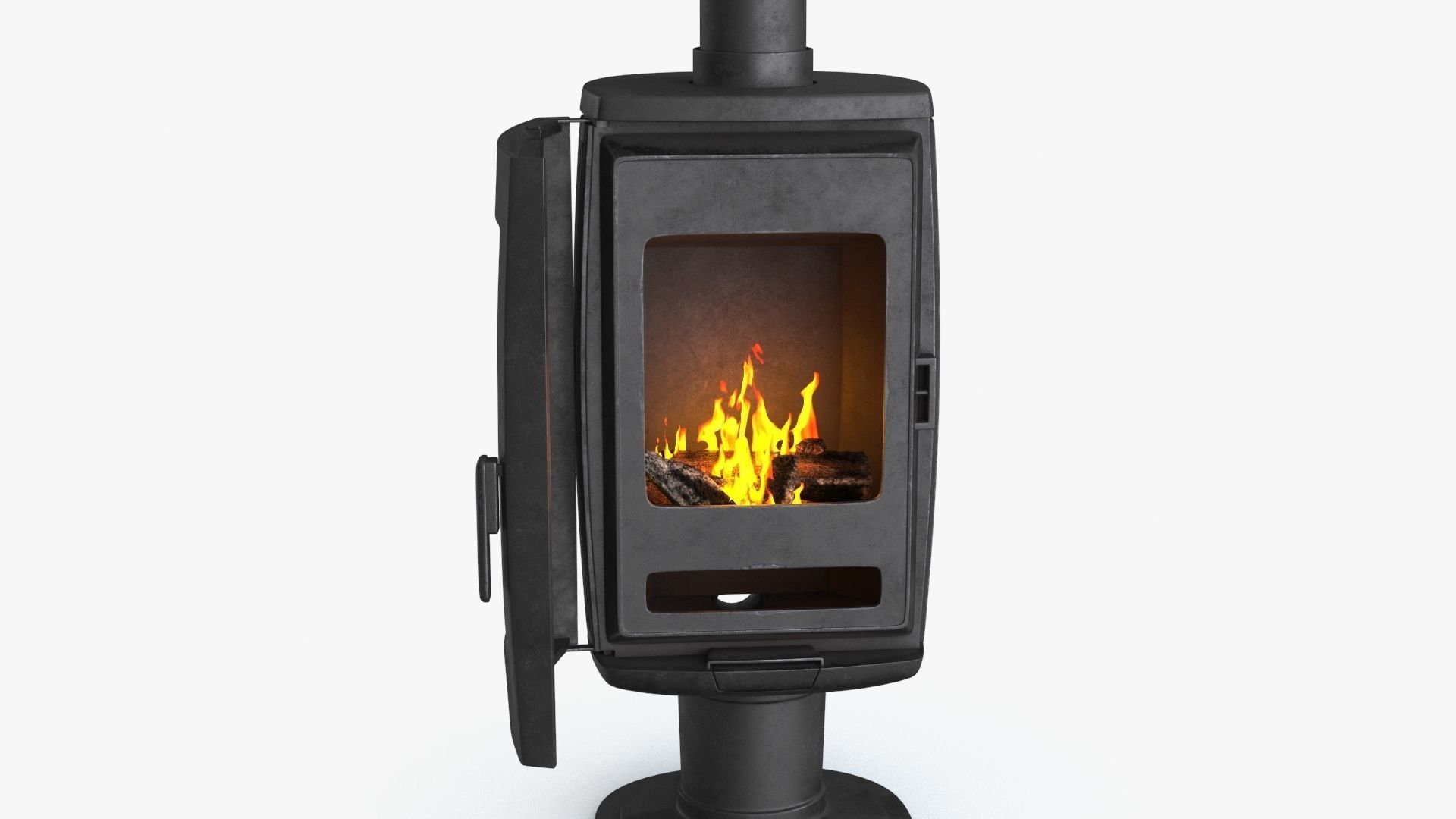 Fireplace wood burning stove Low-poly 3D model_15