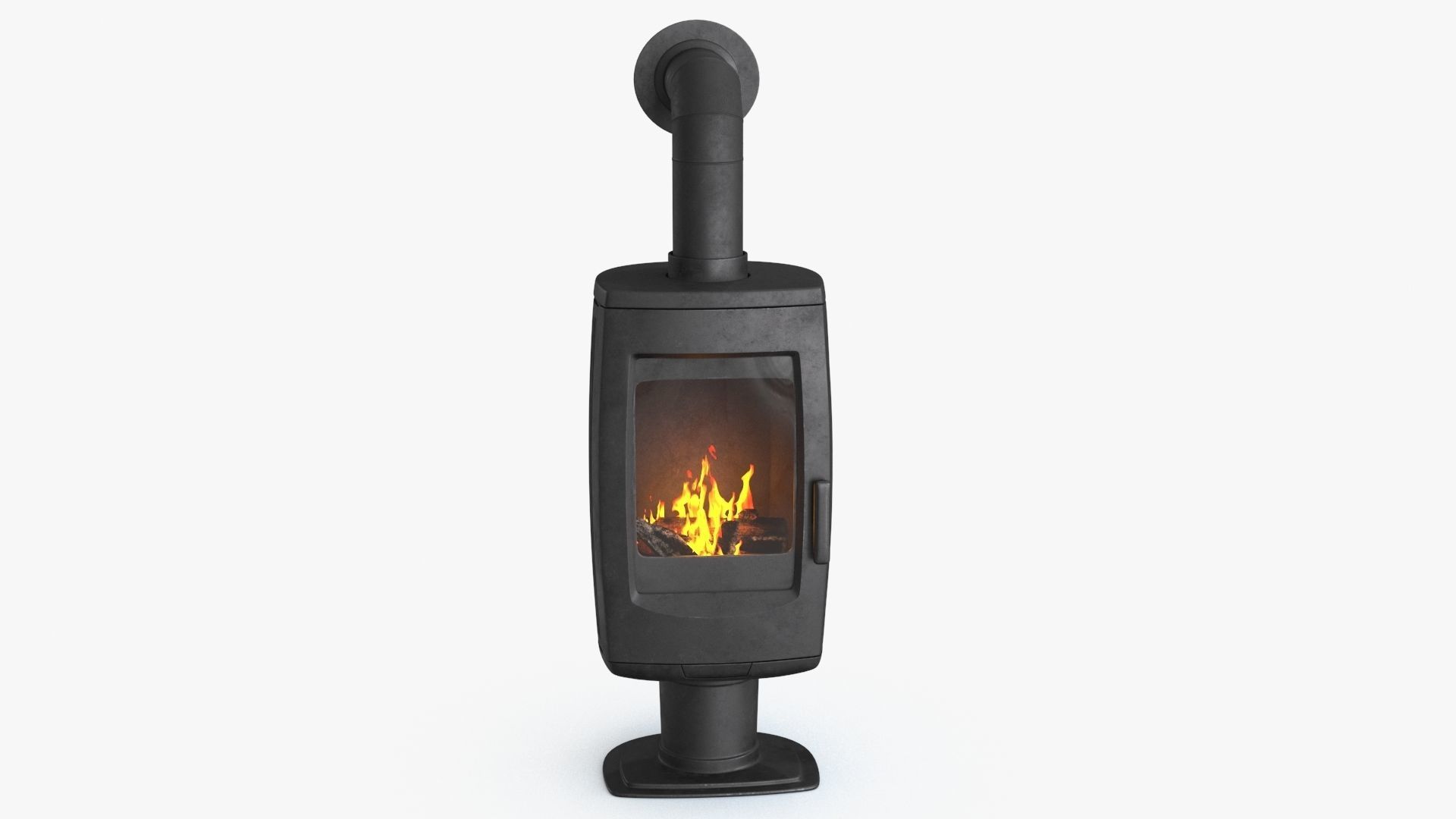 Fireplace wood burning stove Low-poly 3D model_2