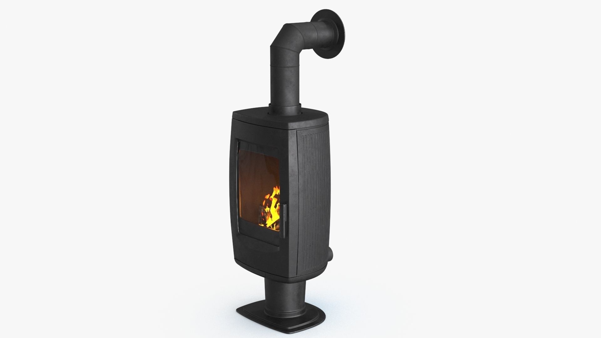 Fireplace wood burning stove Low-poly 3D model_12