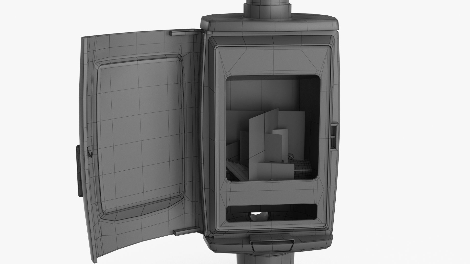 Fireplace wood burning stove Low-poly 3D model_20