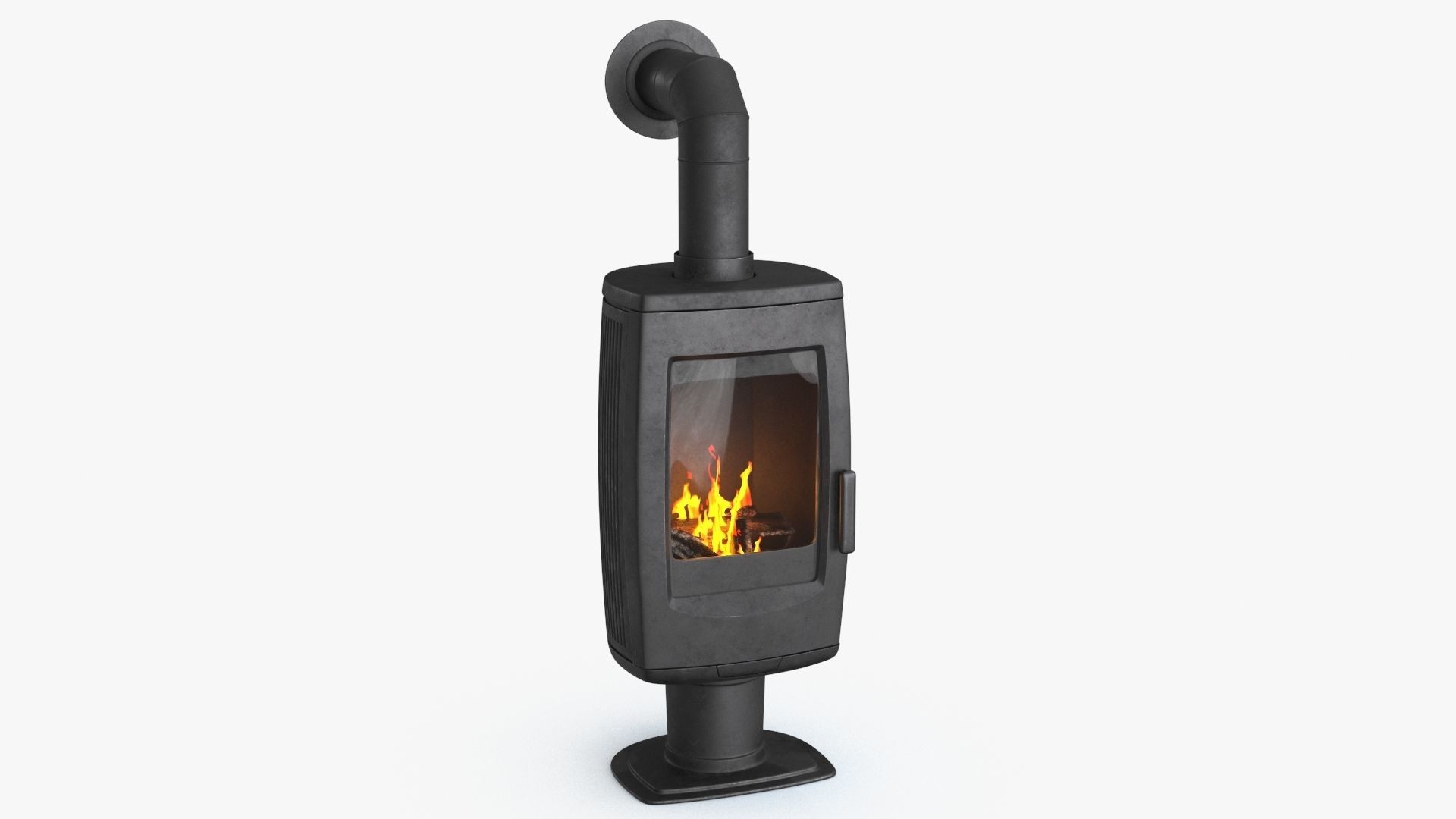 Fireplace wood burning stove Low-poly 3D model_3