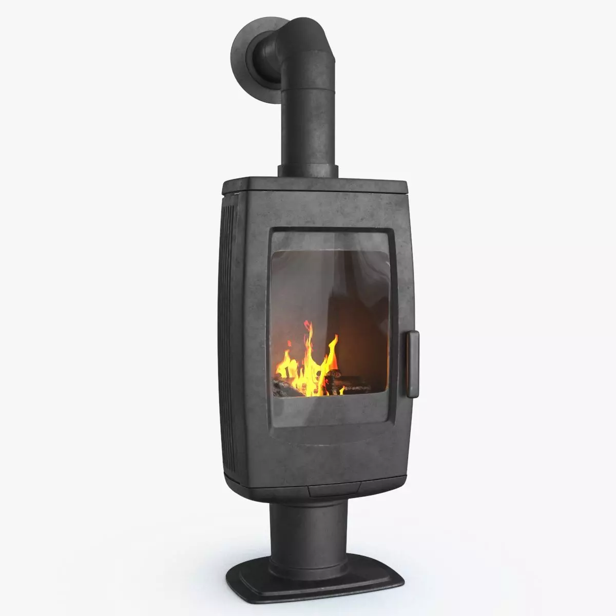 Fireplace wood burning stove Low-poly 3D model_0