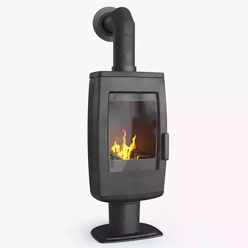 Fireplace wood burning stove Low-poly 3D model