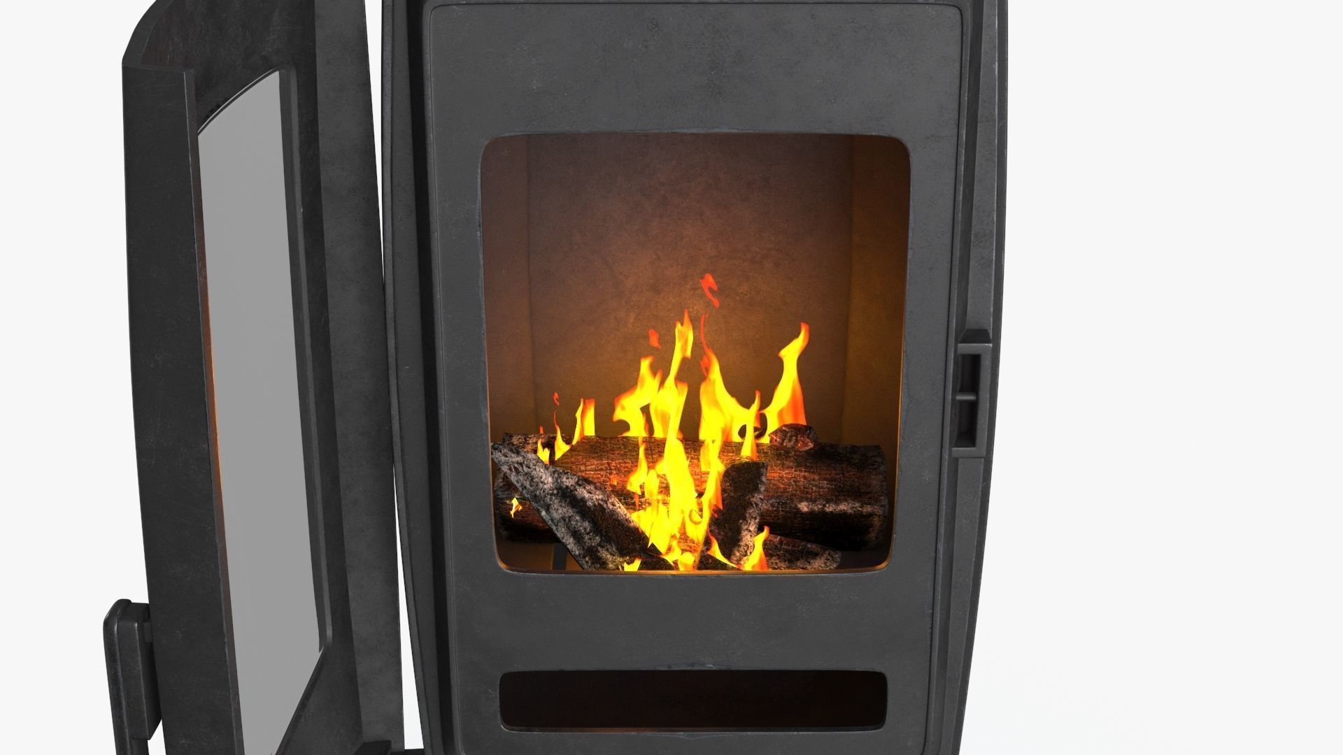Fireplace wood burning stove Low-poly 3D model_17