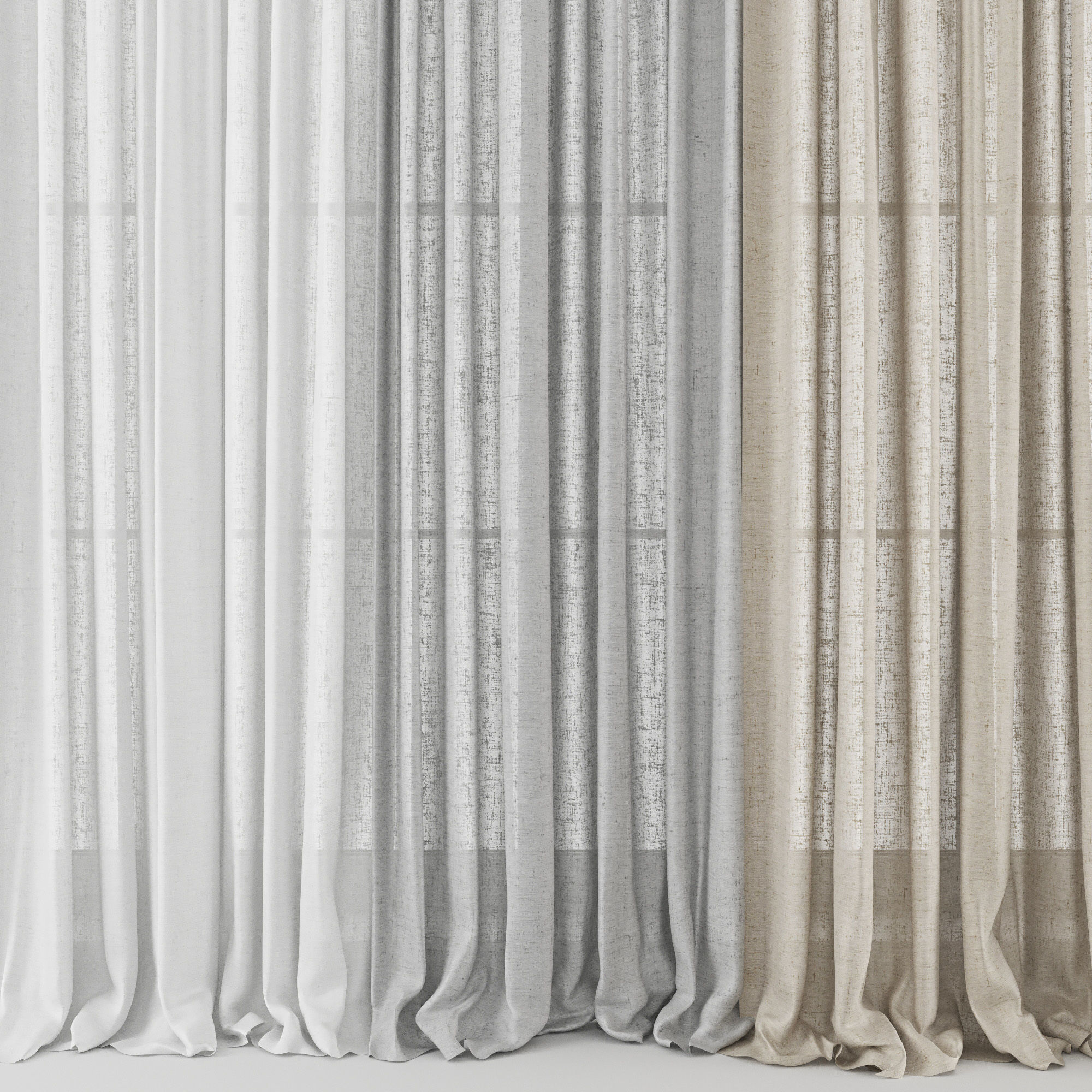 Curtains Long Linen Set 02 3D model_8