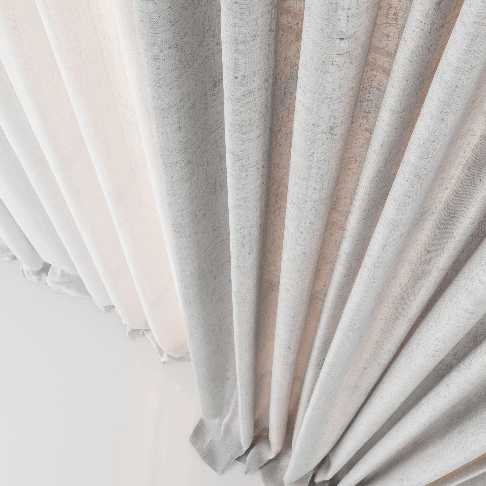 Curtains Long Linen Set 02 3D model_5