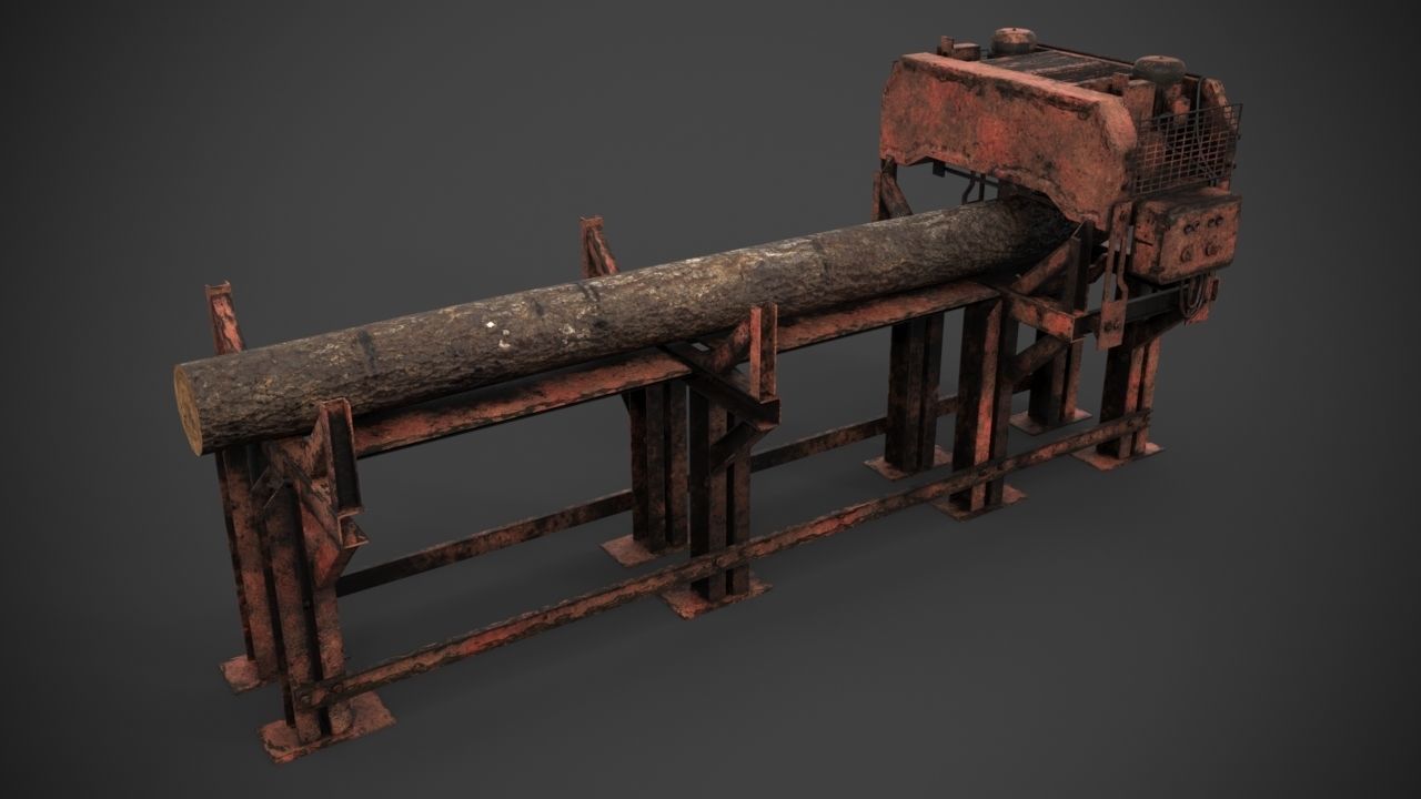 Industrial sawmill Low-poly 3D model_9