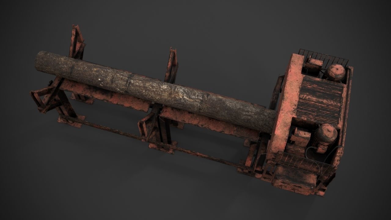 Industrial sawmill Low-poly 3D model_12