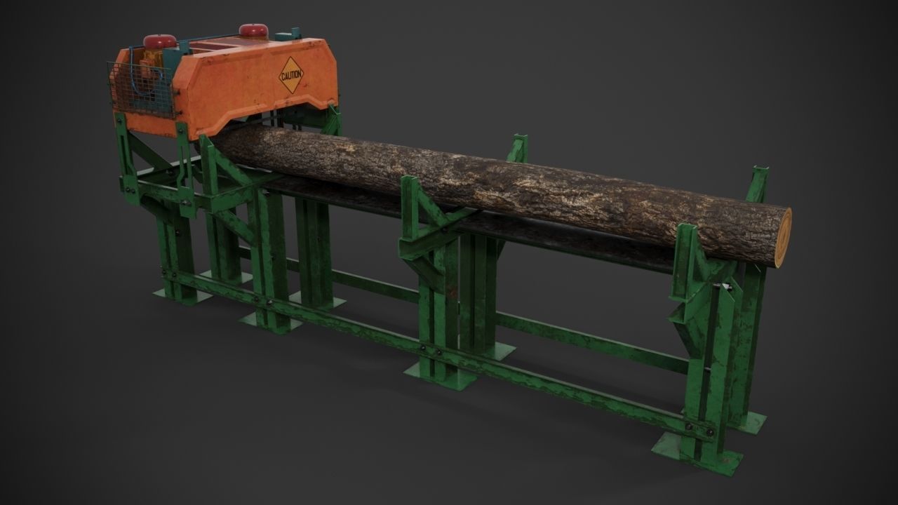 Industrial sawmill Low-poly 3D model_7