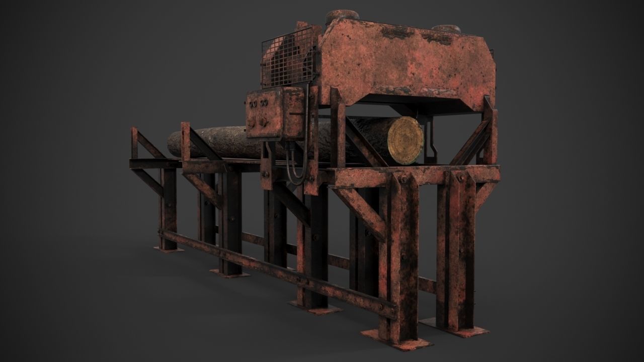 Industrial sawmill Low-poly 3D model_11