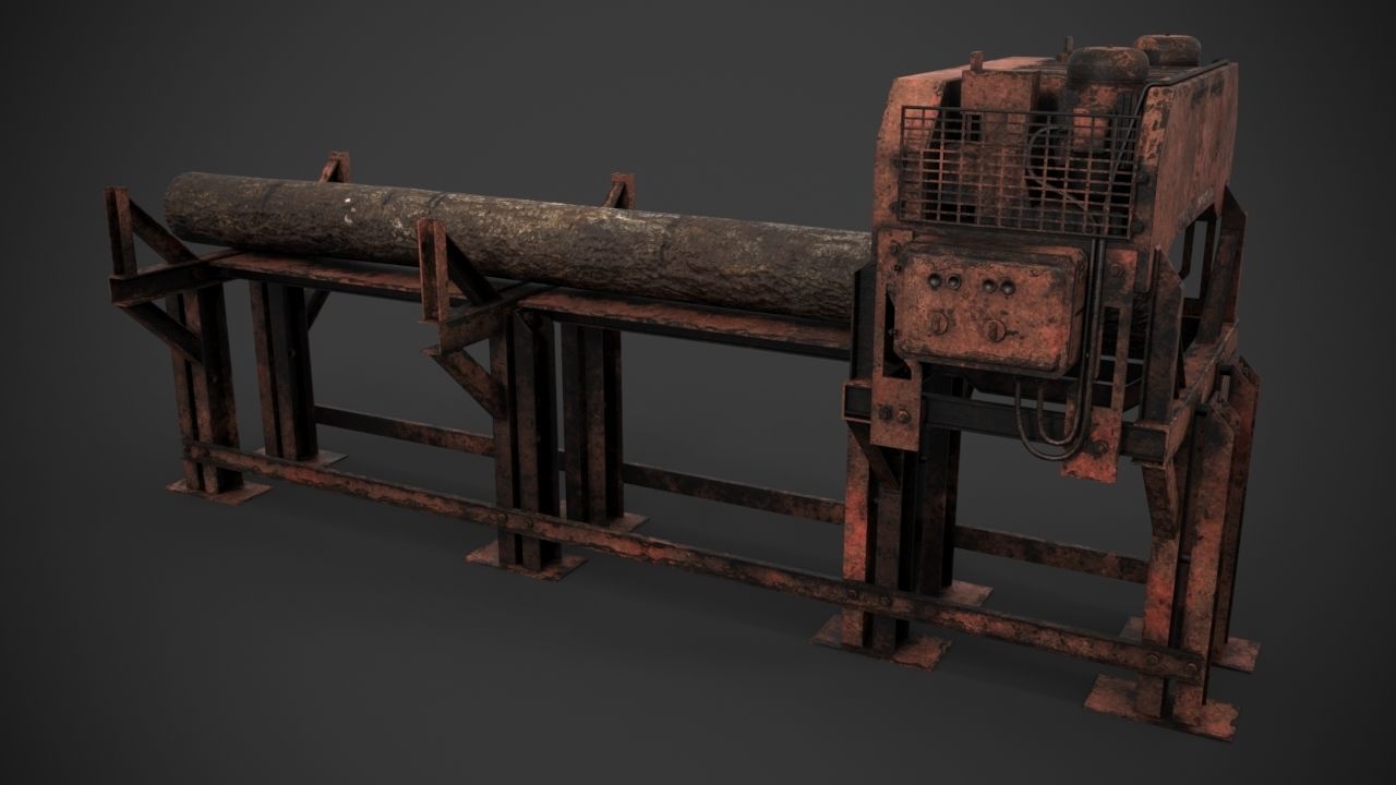 Industrial sawmill Low-poly 3D model_10