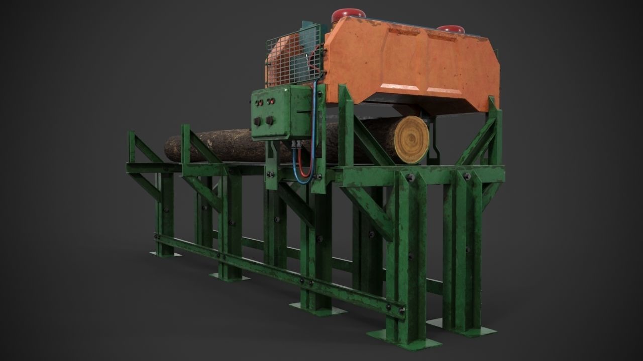 Industrial sawmill Low-poly 3D model_5