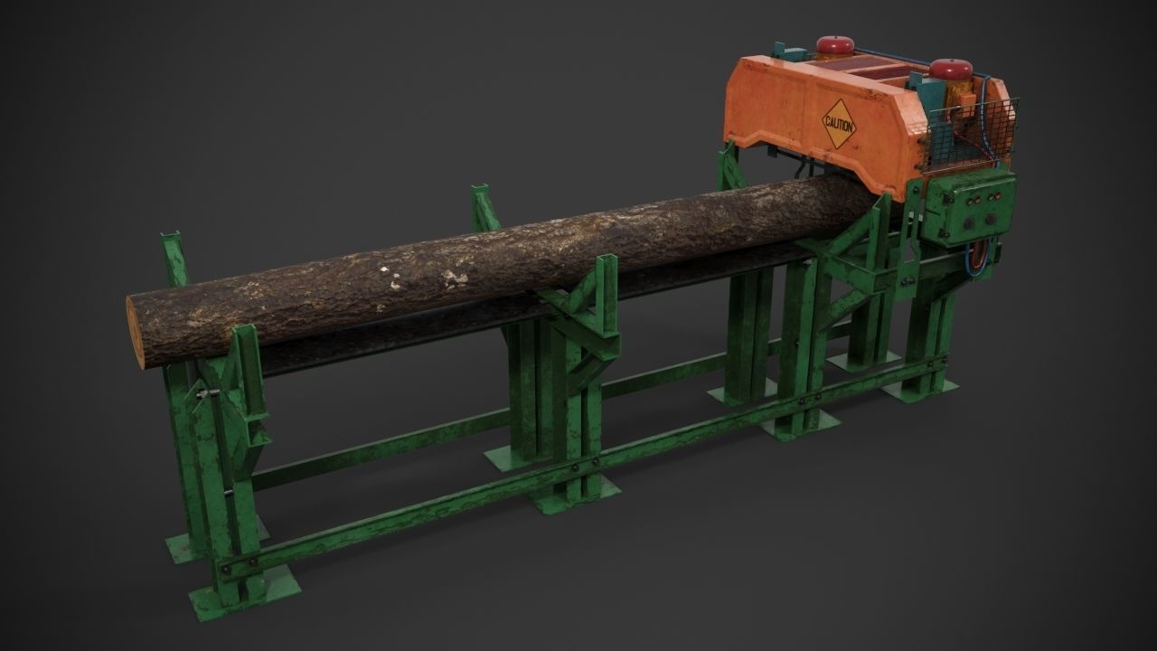 Industrial sawmill Low-poly 3D model_3