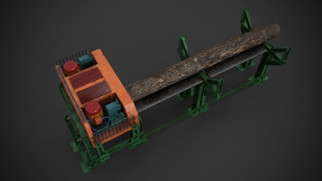 Industrial sawmill Low-poly 3D model_6