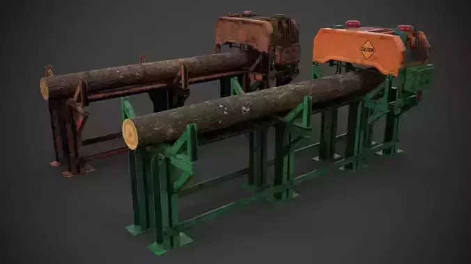 Industrial sawmill Low-poly 3D model