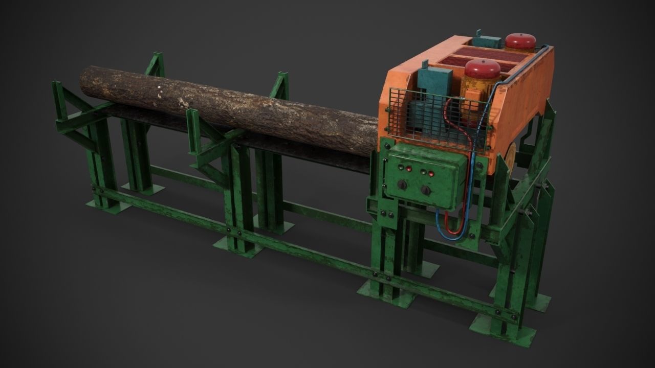 Industrial sawmill Low-poly 3D model_4
