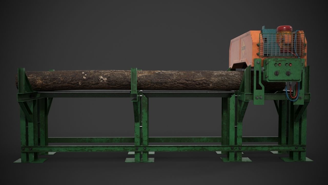 Industrial sawmill Low-poly 3D model_8