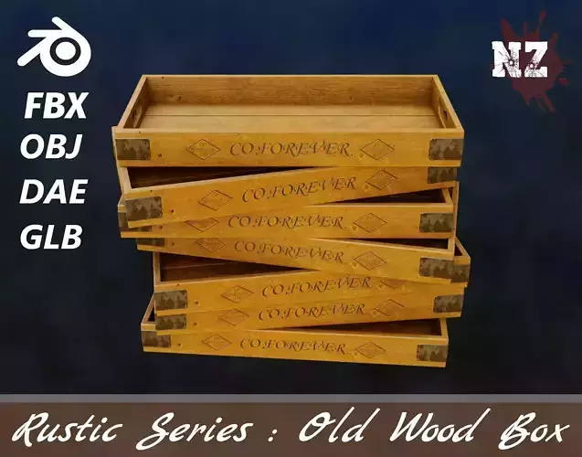 Rustic Series Old Wood Box Low-poly 3D model