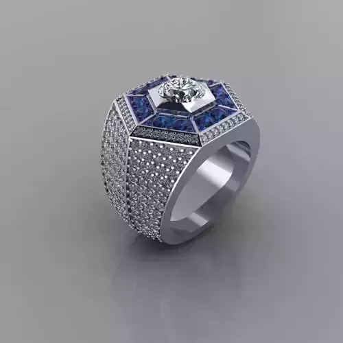 Hexagonal Gem Ring for Him 3D Printable Design 3D print model