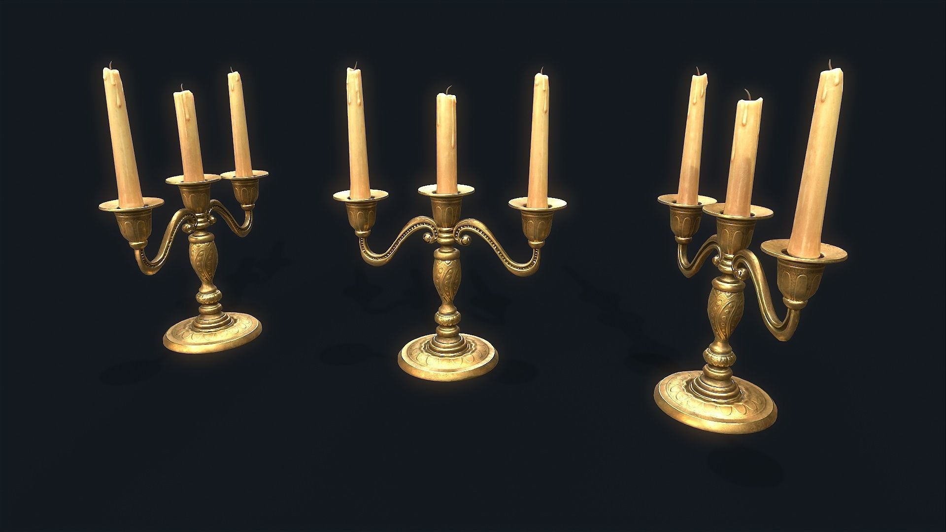 Medieval Candlestick 3 Low-poly 3D model_2