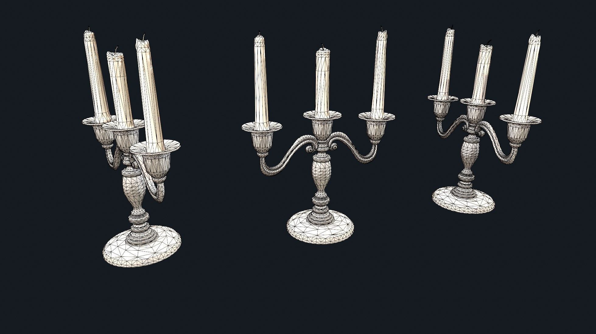 Medieval Candlestick 3 Low-poly 3D model_6