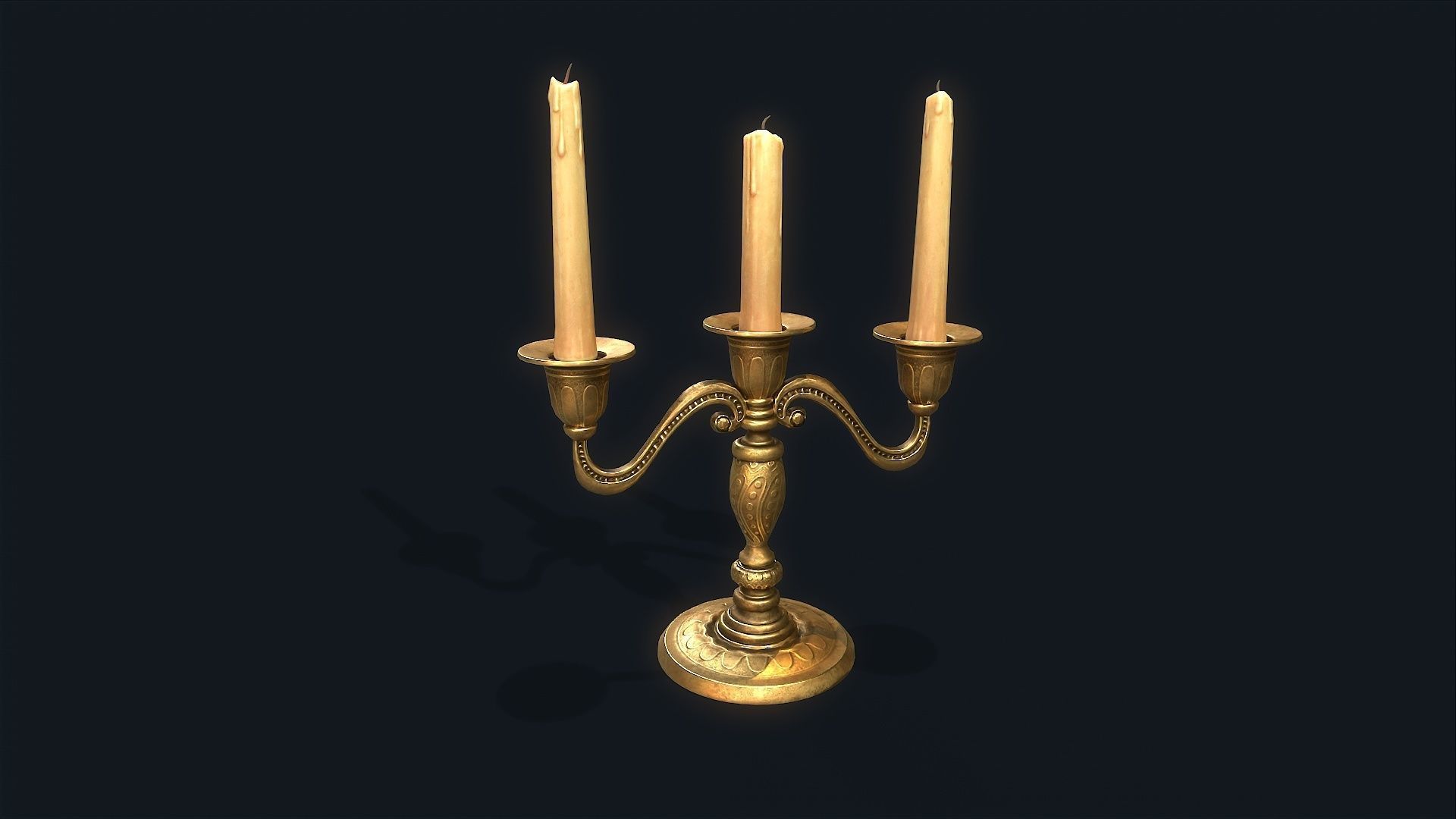 Medieval Candlestick 3 Low-poly 3D model_1