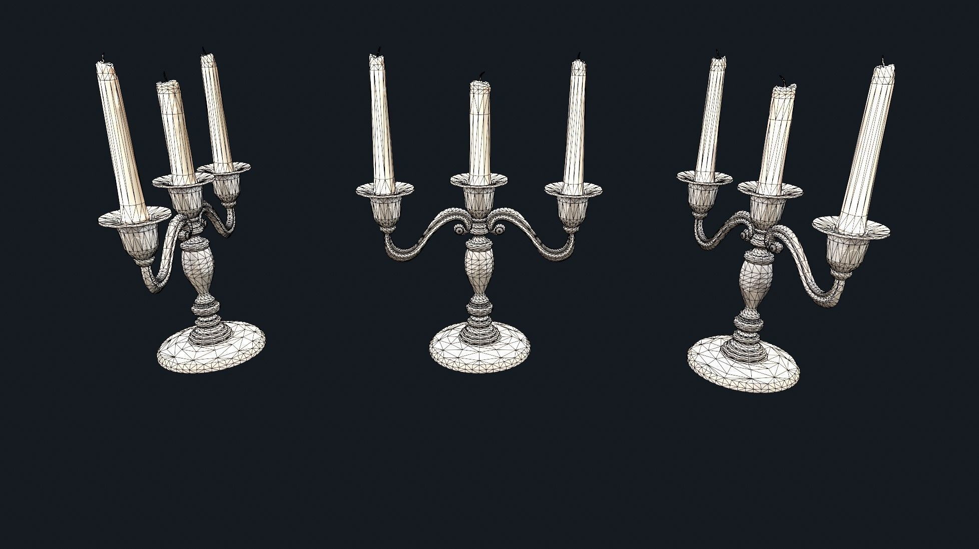 Medieval Candlestick 3 Low-poly 3D model_7