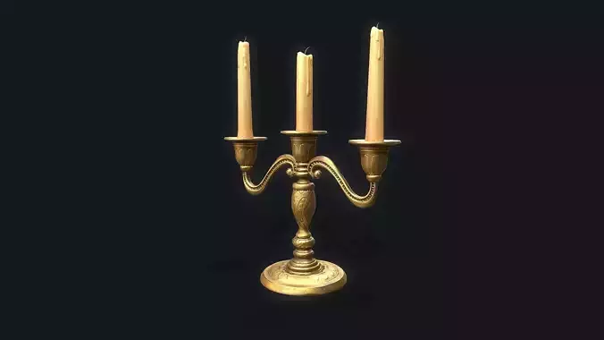 Medieval Candlestick 3 Low-poly 3D model