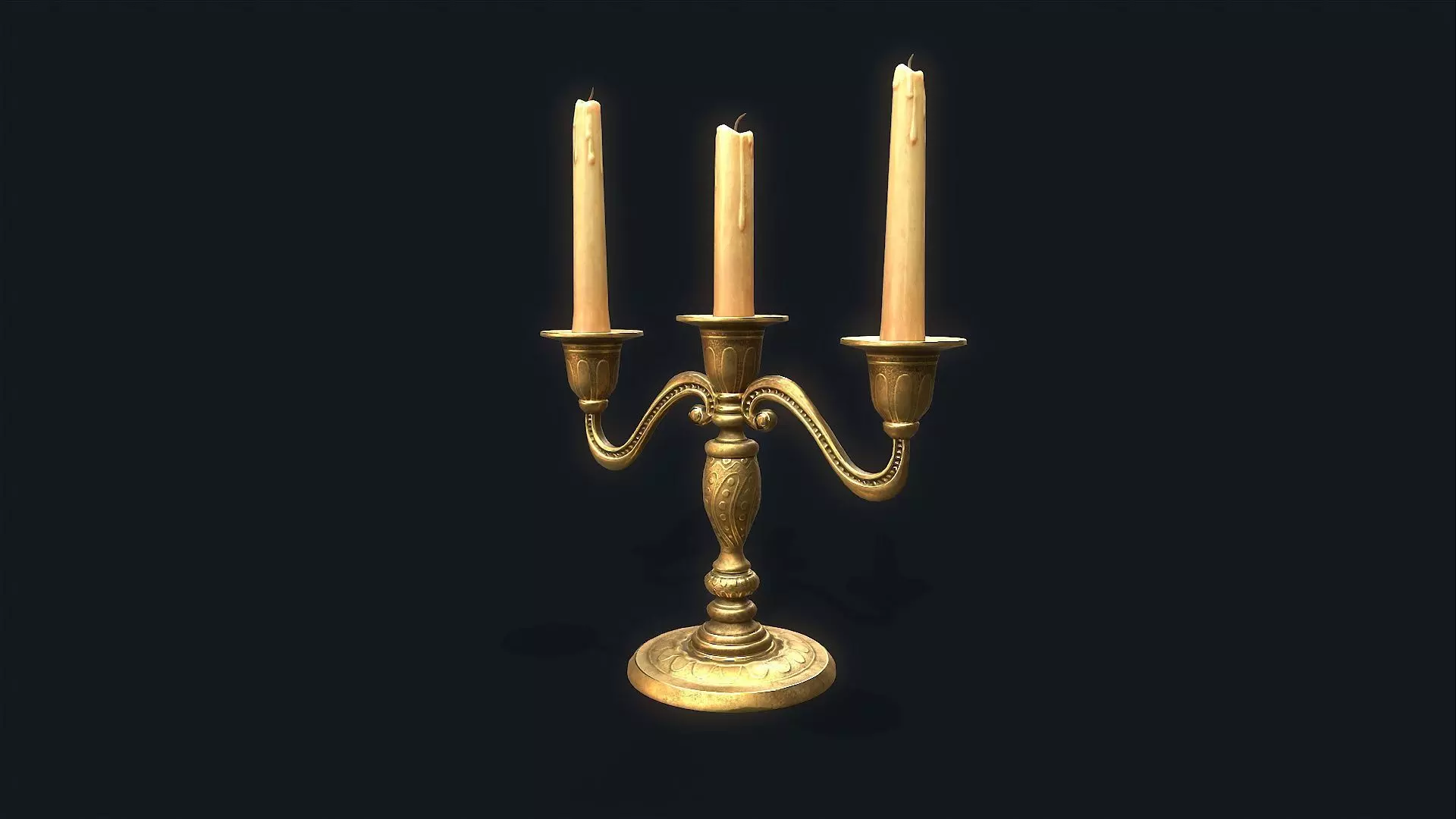 Medieval Candlestick 3 Low-poly 3D model_0