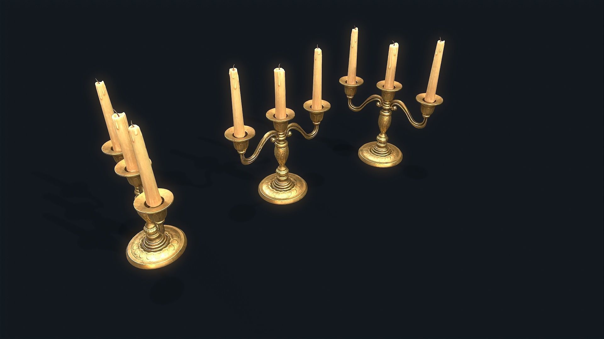 Medieval Candlestick 3 Low-poly 3D model_3