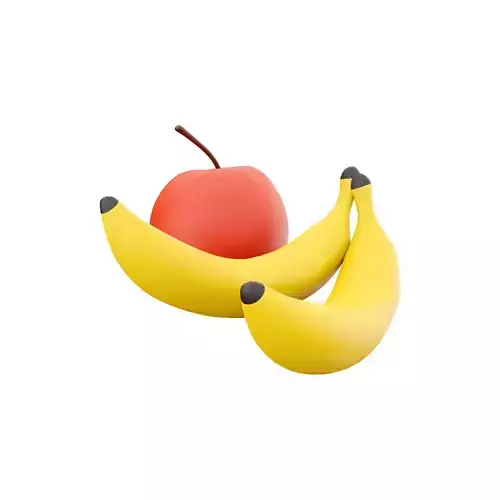  3d  apple and banana icons 3D model