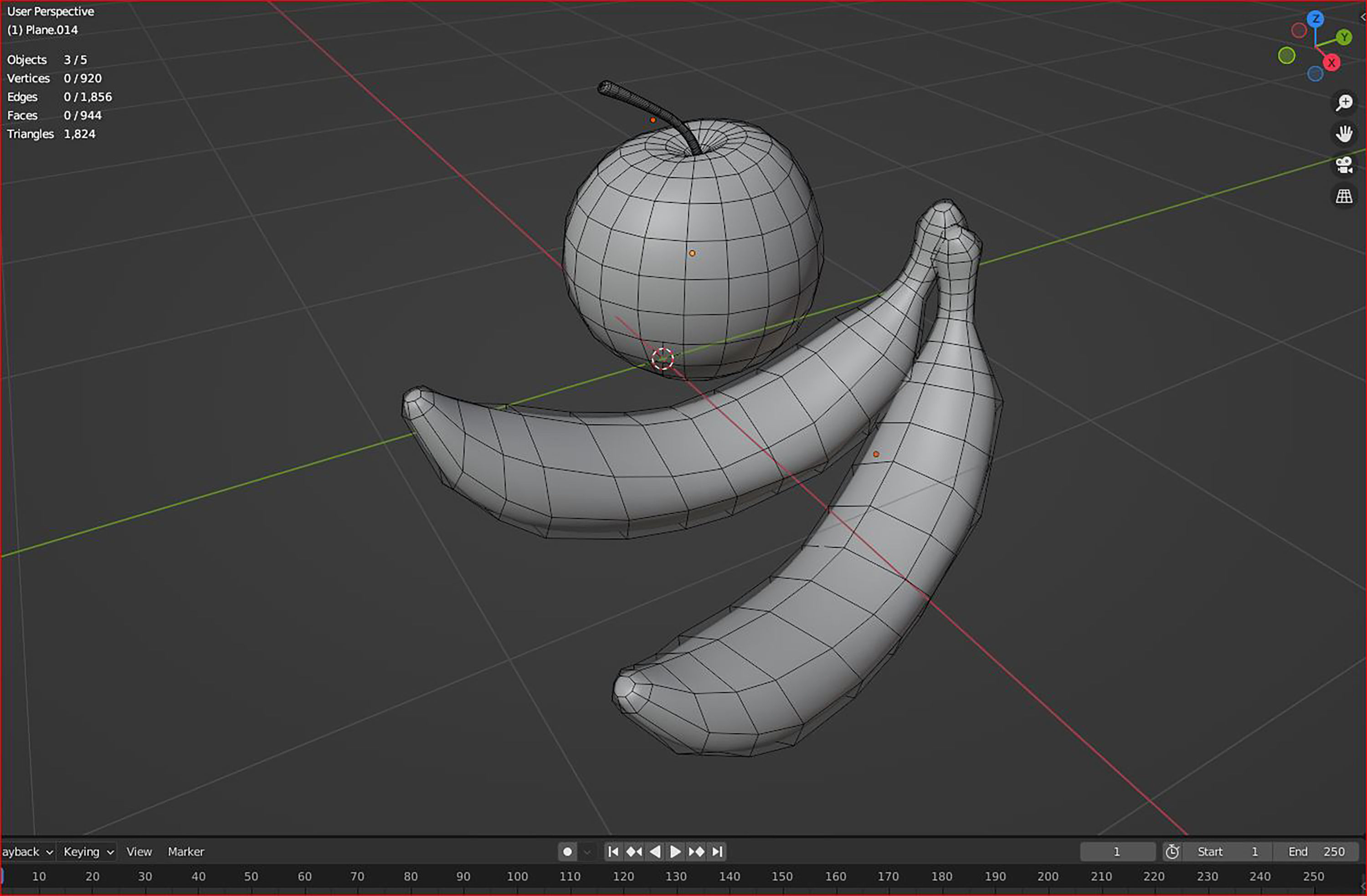  3d  apple and banana icons 3D model_5