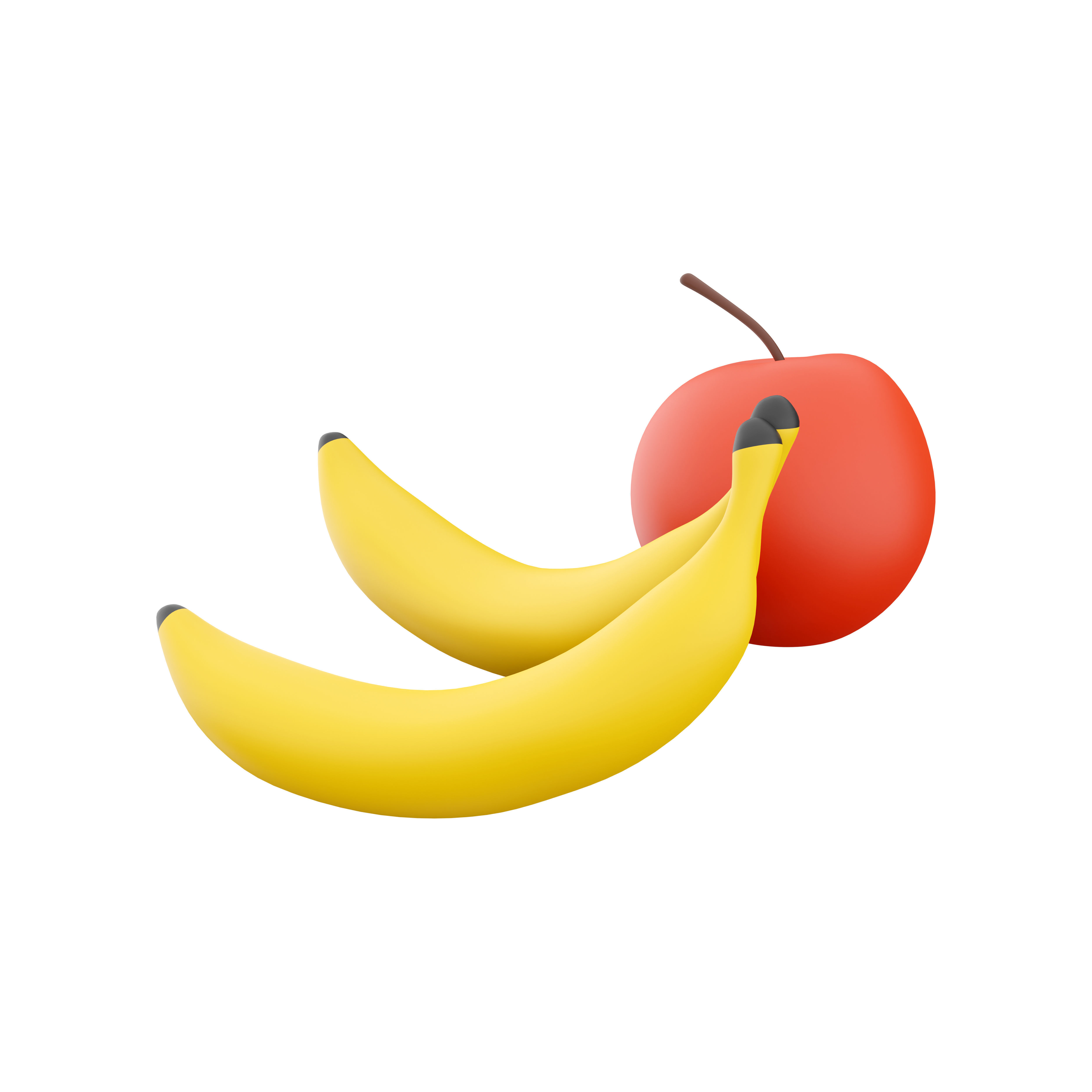  3d  apple and banana icons 3D model_2