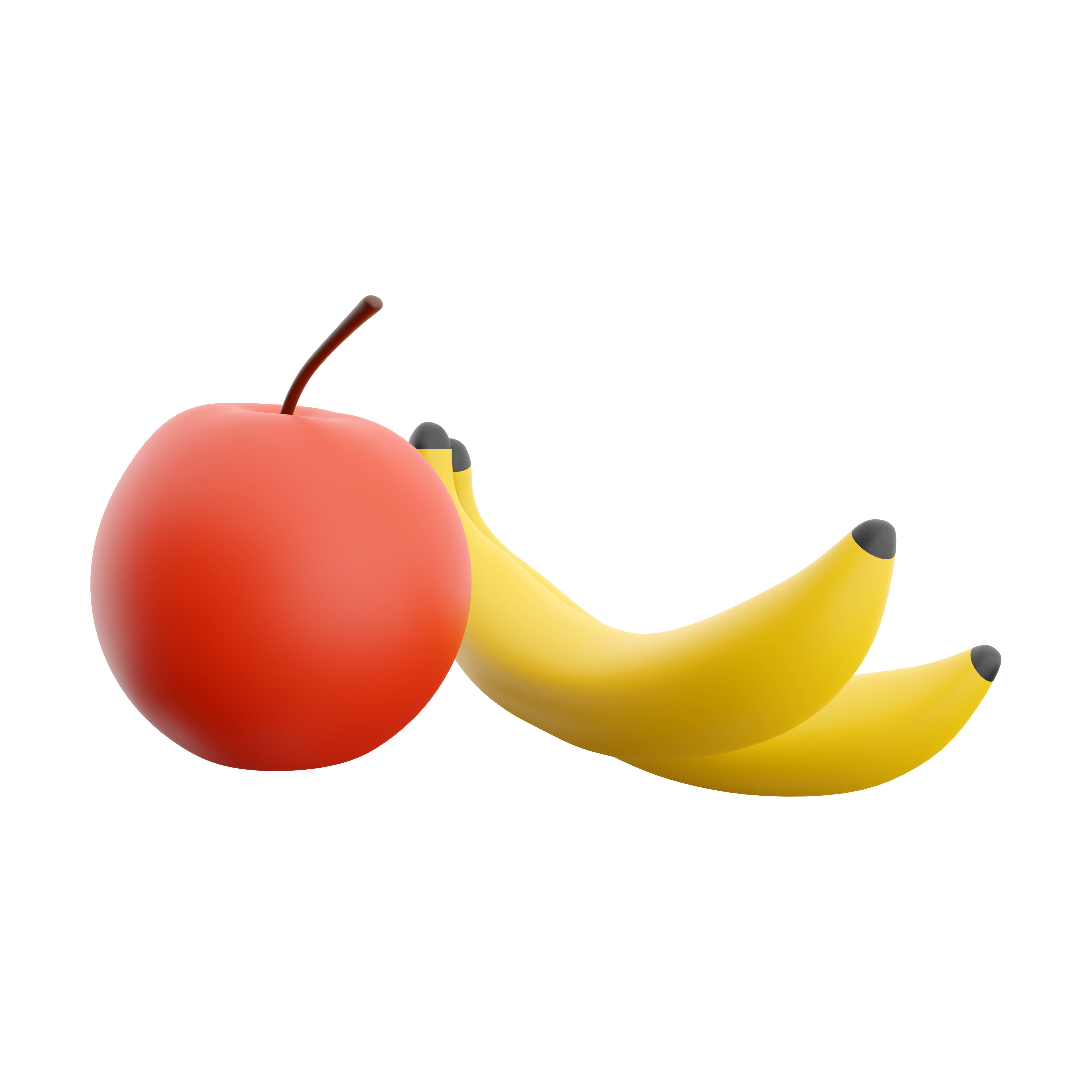  3d  apple and banana icons 3D model_3
