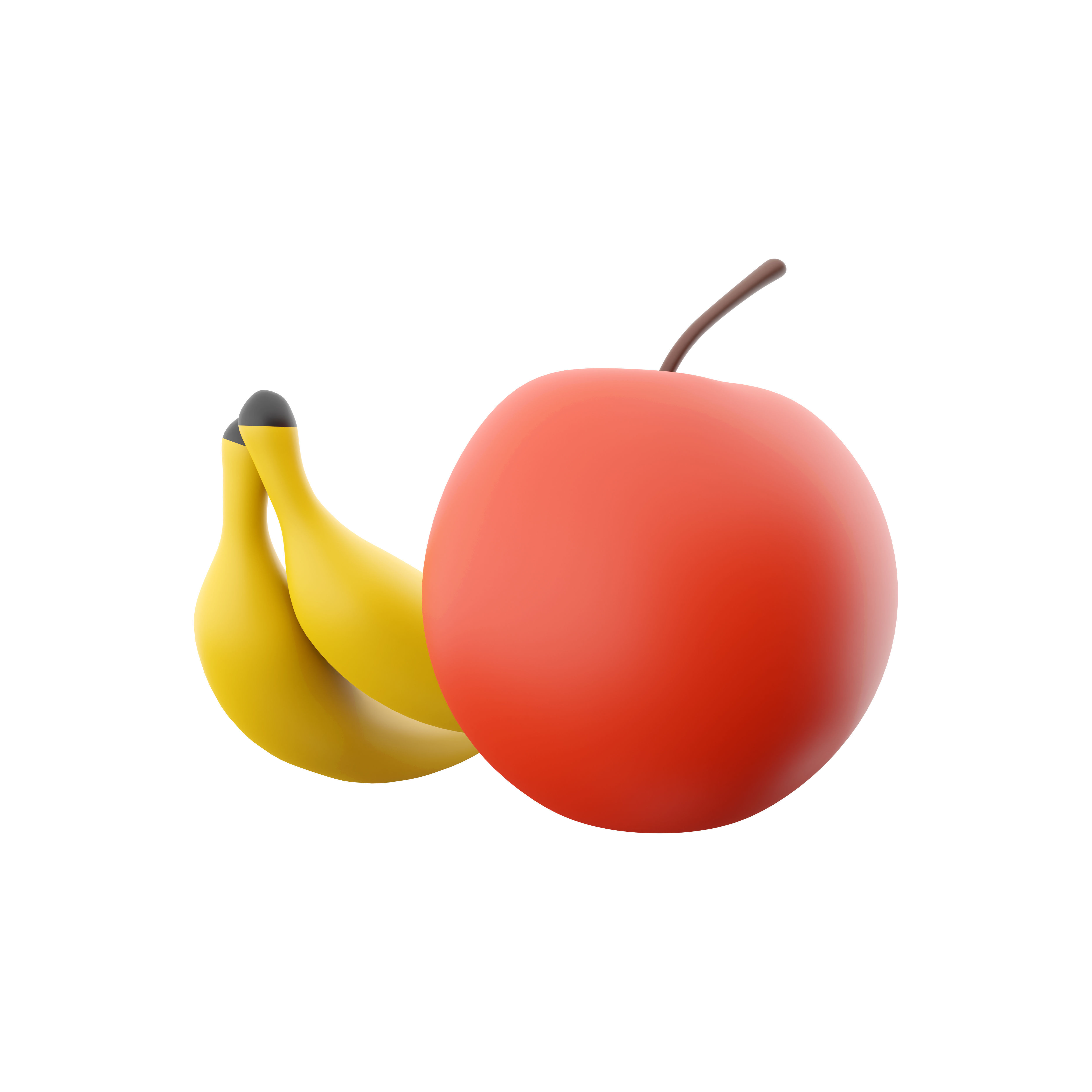  3d  apple and banana icons 3D model_1
