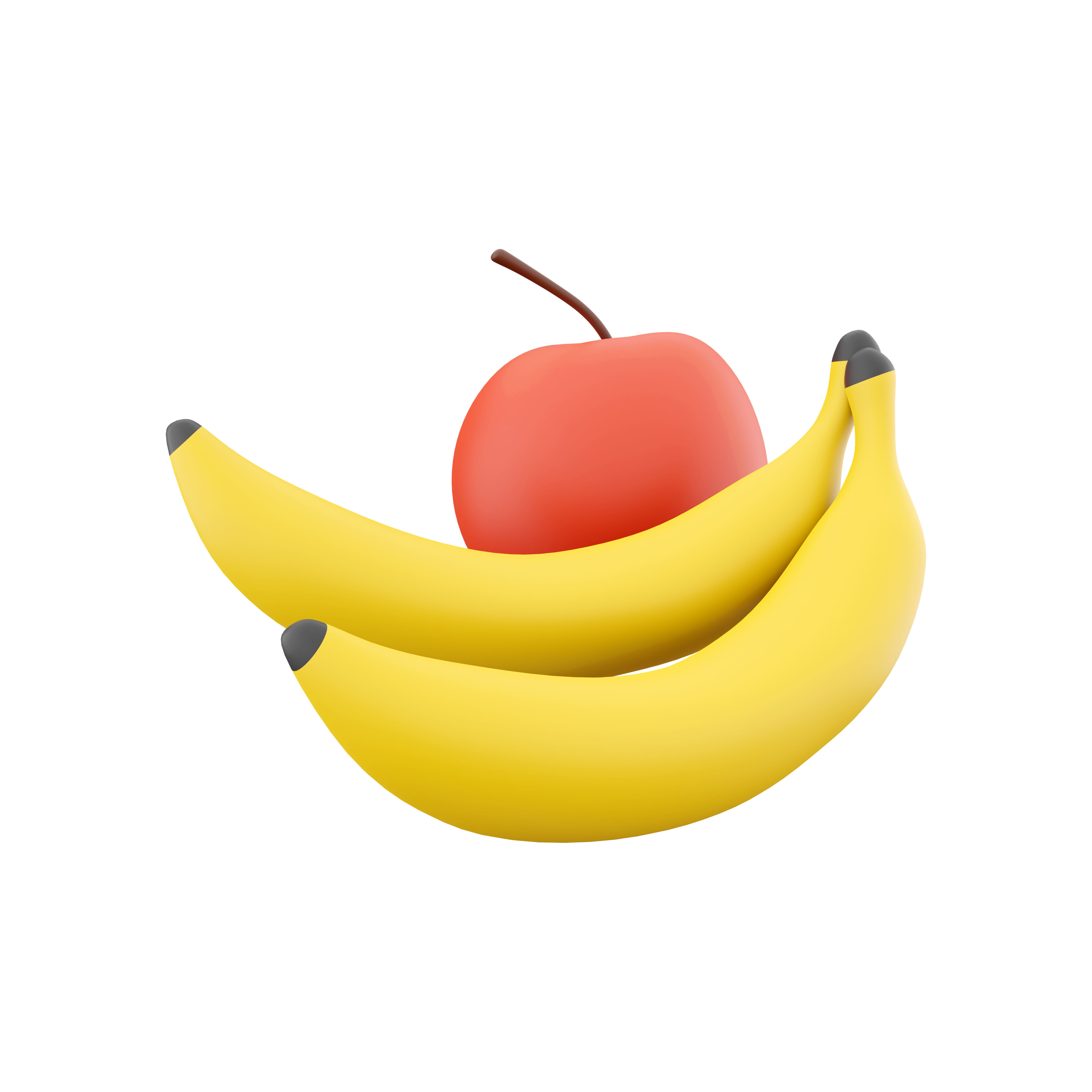  3d  apple and banana icons 3D model_4