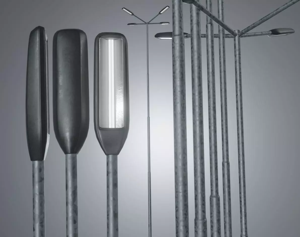 Street Light 3 Galvanized F4 M1 K0 10000 mm Low-poly 3D model_0