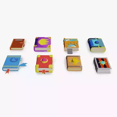 Magic book collection lowpoly