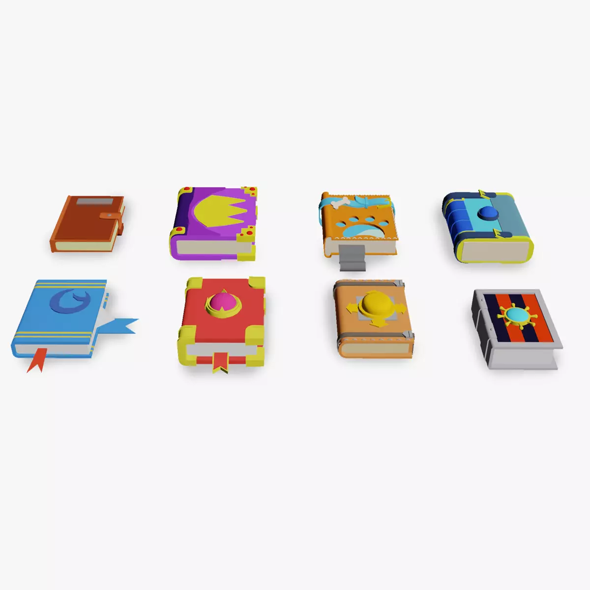 Magic book collection lowpoly Low-poly 3D model